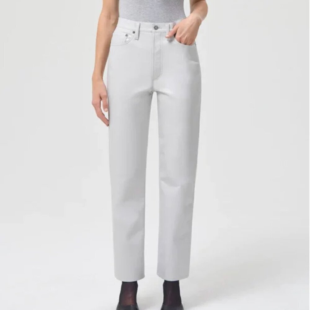 AGOLDE Recycled Leather 26 Light Gray 90s Pinch Waist Pants